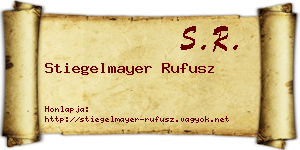 Stiegelmayer Rufusz névjegykártya